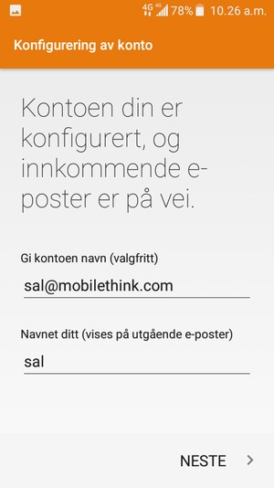 Gi kontoen din et navn, og skriv inn navnet ditt. Velg NESTE
