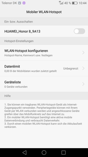 Wählen Sie WLAN-Hotpsot konfigurieren
