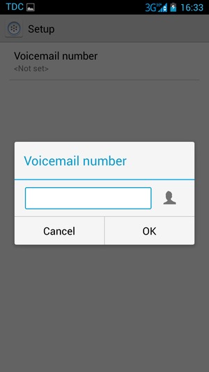 Enter the Voicemail number and select OK