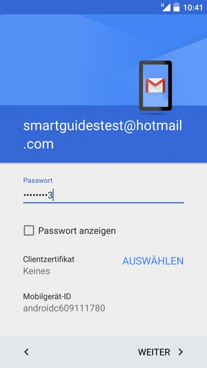 Geben Sie Ihre Passwort ein und wählen Sie WEITER
