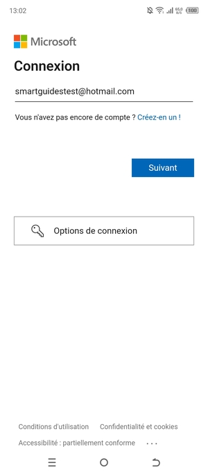 Saisissez votre adresse Hotmail et sélectionnez Suivant