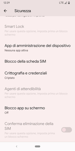 Scorri e seleziona Blocco della scheda SIM