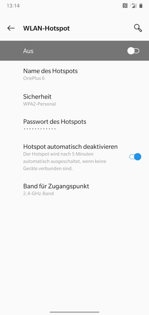 Wählen Sie Passwort des Hotspots