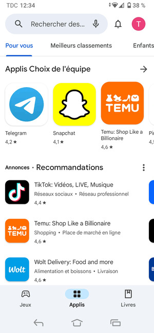 Sélectionnez la barre de Recherche