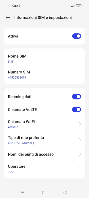 Attiva o disattiva Roaming dati