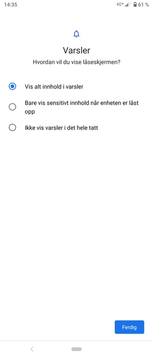 Velg ønsket alternativ og velg Fertig