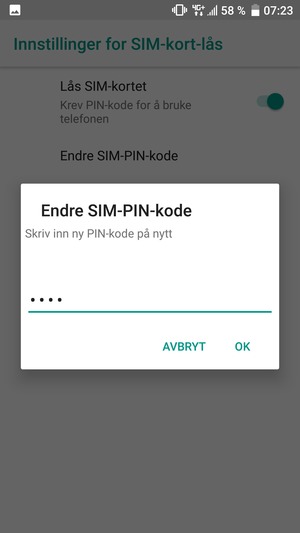 Bekreft din nye PIN-kode og velg OK