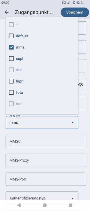 Aktivieren Sie das Kontrollkästchen mms