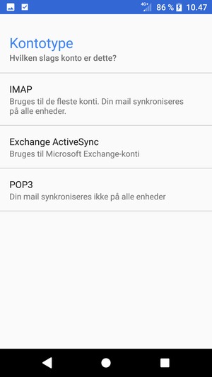 Vælg Exchange ActiveSync