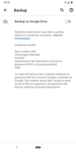 Attiva Backup su Google Drive