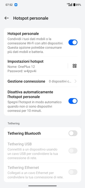 Il telefono è ora pronto per essere usato come modem