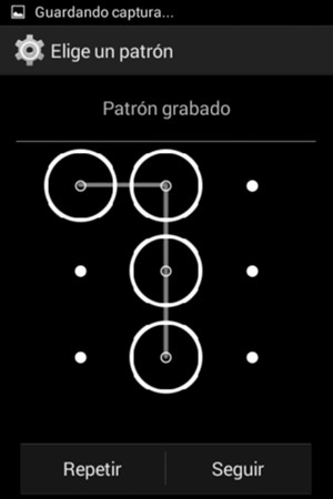 Dibuje un patrón de desbloqueo y seleccione Seguir