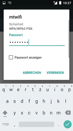 Geben Sie das WLAN-Passwort ein und wählen Sie VERBINDEN