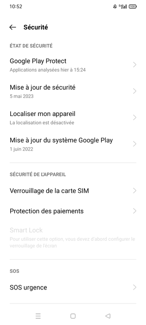 Sélectionnez Verrouillage de la carte SIM