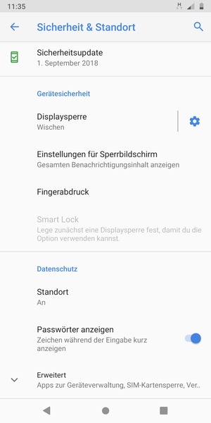 Scrollen Sie und wählen Sie Standort