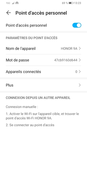 Votre téléphone est maintenant configuré pour être utilisé comme modem