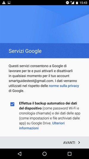 Seleziona AVANTI