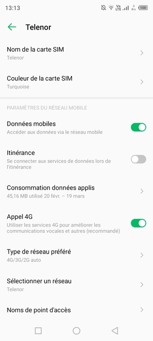 Sélectionnez Noms de point d'accès