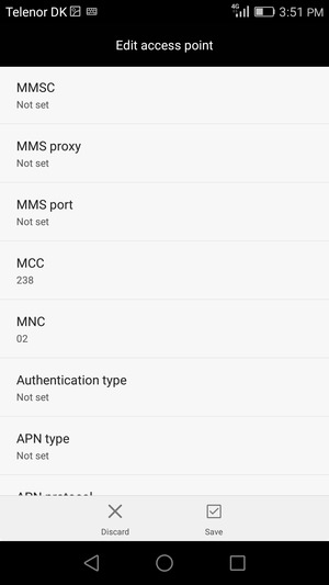 Scroll down and enter MMS information