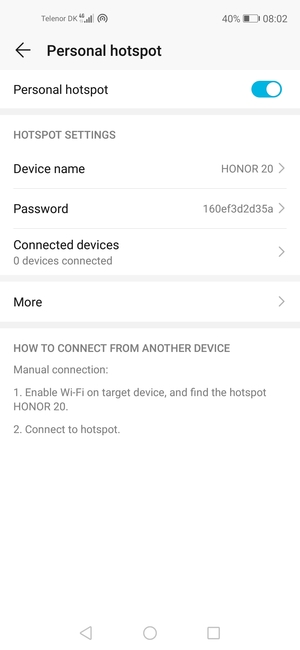 Your phone is now set up for use as a modem