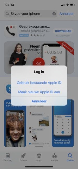 Selecteer Gebruik bestaande Apple ID