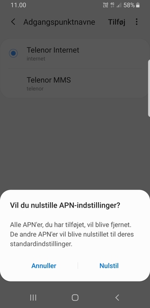 Vælg Nulstil