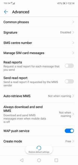 Select SMS centre number