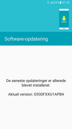 Hvis din telefon er opdateret, vil du se følgende skærmbillede