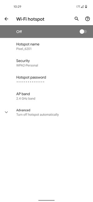 Select Hotspot password