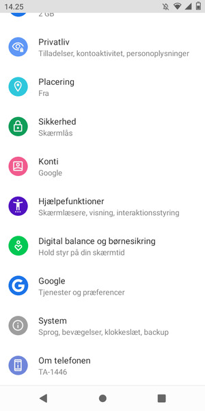 Scroll til og vælg Sikkerhed