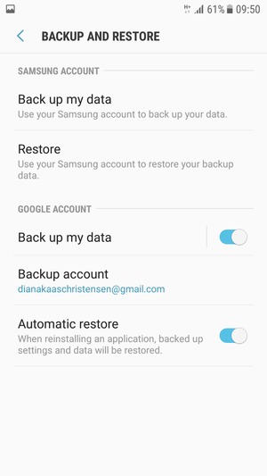 Select Backup account