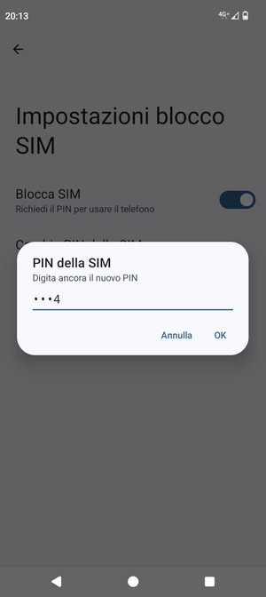 Conferma il nuovo PIN della SIM e seleziona OK