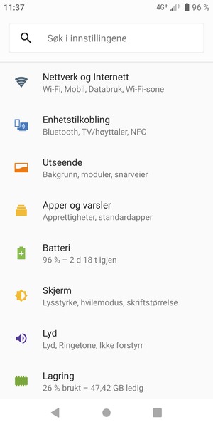 Velg Nettverk og Internett