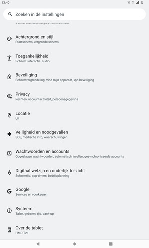 Scroll naar en selecteer Beveiliging
