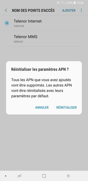 Sélectionnez RÉINITIALISER