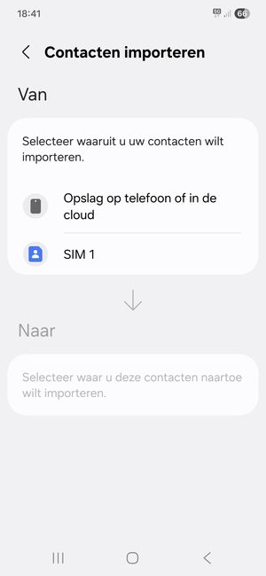 Selecteer SIM 1 of SIM 2