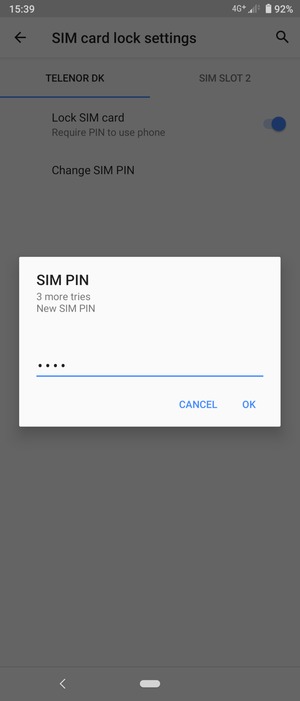 Enter your New SIM PIN and select OK