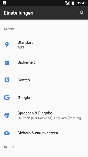 Gehen Sie zurück zum Einstellungen Menü und wählen Sie Konten