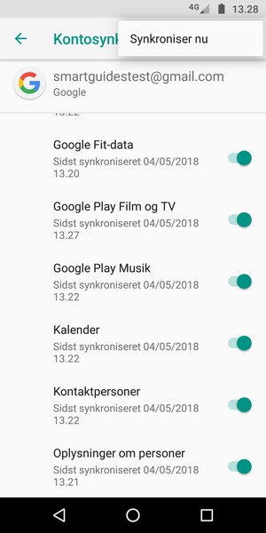 Vælg Synkroniser nu