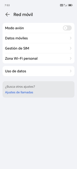 Seleccione Datos móviles