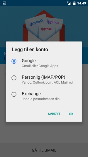 Velg Google og OK