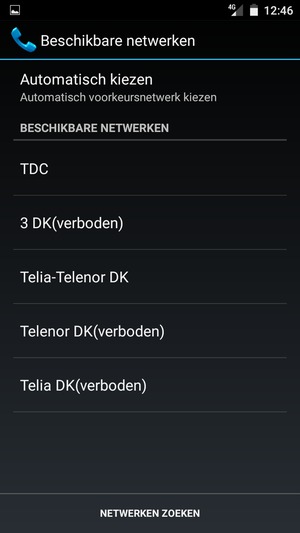 Selecteer een netwerkoperator uit de lijst