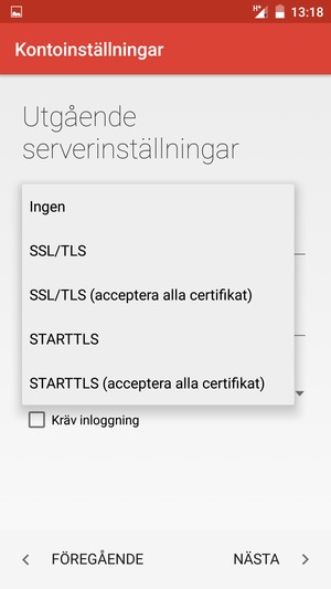 Välj Ingen och NÄSTA