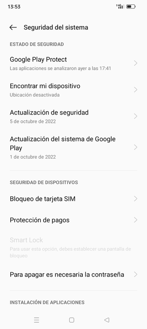 Seleccione  Bloqueo de tarjeta SIM