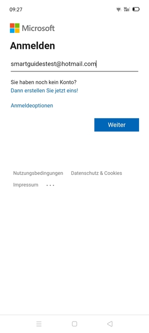 Geben Sie Ihre E-Mail-Adresse ein und wählen Sie Weiter