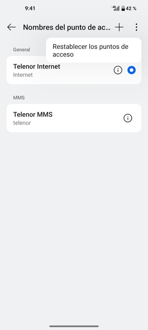 Seleccione Restablecer los puntos de acceso