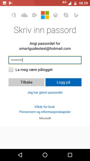 Skriv inn passord og velg Logg på