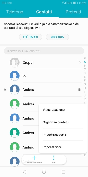 Seleziona Importa/esporta