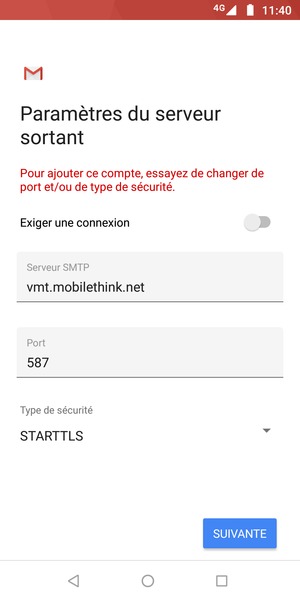 Sélectionnez Type de sécurité