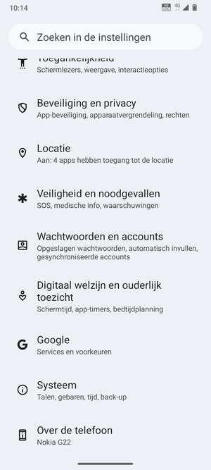 Scroll naar en selecteer Systeem